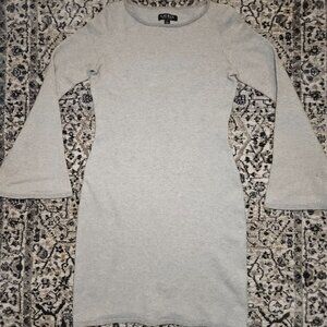 Lauren Ralph Lauren Herringbone Knit Dress Gray Womens S Quiet Luxury Neutral